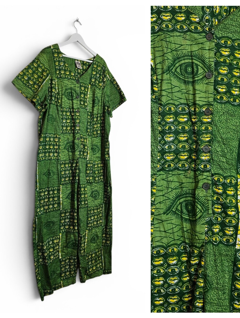 The African Village Geometric Ankara Jumpsuit Wide Leg Plus Size 2X